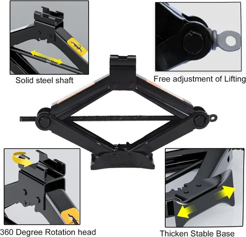 Miniatura 4 de Gato de tijera para coche - 3.0 toneladas (6614 libras) Kit de gato de coche - Gato de neumático Portátil, Ideal para SUV y automóviles