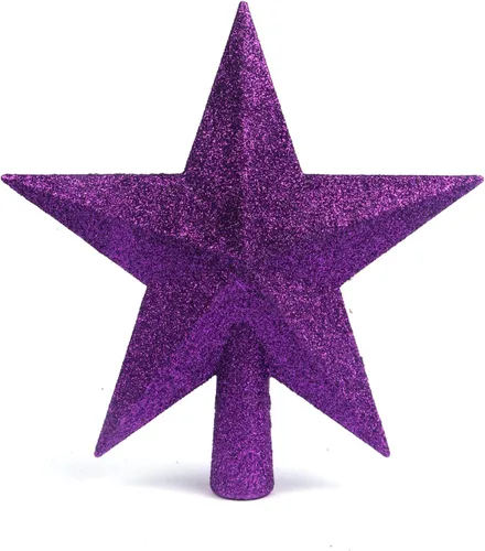 Miniatura 13 de YYCRAFT Adorno de Estrella con Purpurina para la Punta del Árbol Decoración Navideña - 6 Pulgadas, Rojo