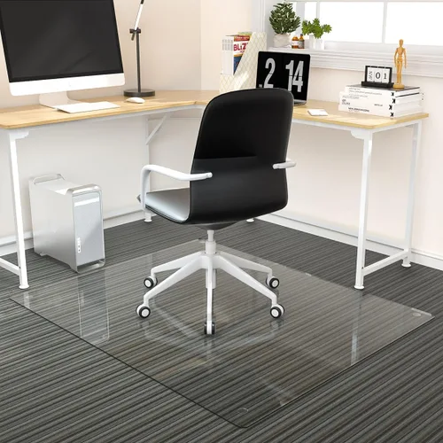 Miniatura 23 de [Vidrio templado] Tapete para silla de vidrio de 40 x 80 pulgadas, tapete para silla de oficina de 1/5 pulgadas de grosor para alfombra o suelo