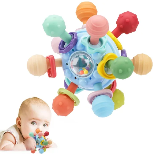Juguetes Sensoriales Montessori para Bebés de 0-6 6-12 Meses, Mordedor Juguetes de Dentición para Bebés de 0 3 6 9 12 18 Meses, Juguetes de Azul
