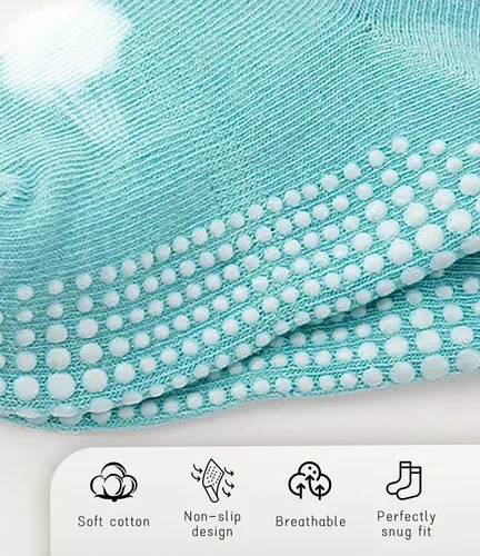 Miniatura 5 de CHUNG Calcetines antideslizantes de algodón para niños pequeños con agarre inferior para niños y niñas, 12 pares