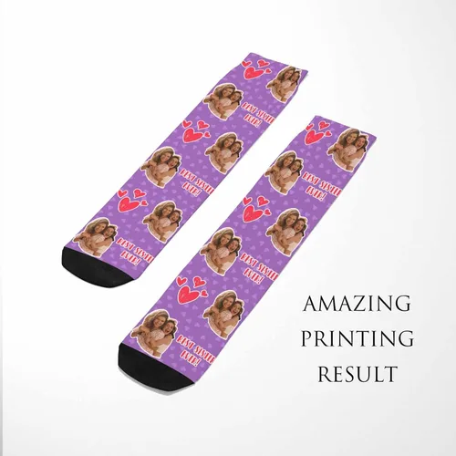 Miniatura 235 de Artsadd Calcetines personalizados para mujeres y hombres, amantes de los perros y gatos, regalos divertidos unisex personalizados