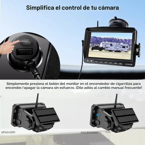 Miniatura 3 de Cámara magnética inalámbrica de respaldo, batería de 15000 mAh, recargable, impermeable, HD, solar, retrovisor, cámara de enganche Bluetooth