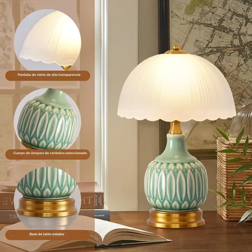 Miniatura 9 de Lámpara Vintage para Sala de Estar, Lámparas de Mesa de Cerámica Modernas de 16" para Dormitorio, Lámparas Tradicionales Retro de Mesita de Noche