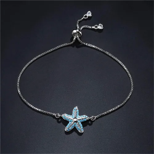 Miniatura 4 de NEWBUY Pulsera de moda con diseño de estrella de mar de mar para mujer, niña, color turquesa
