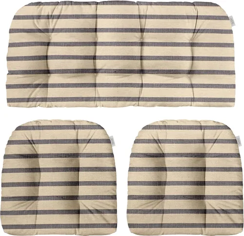Miniatura 9 de RSH DECOR: Sunbrella 3-Piece Tufted Wicker Cushion Set 44" x 22" & 22" x 22" Outdoor Loveseat & U-Shaped Seat Cushions Crafted with