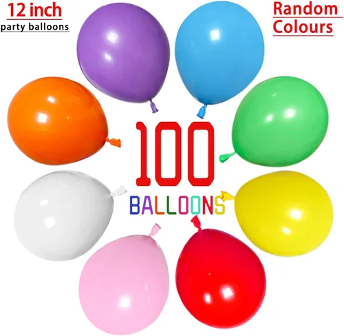 Miniatura 2 de ASIYUHY 100 globos de fiesta de colores surtidos de 12 pulgadas, globos arcoíris con cinta de 65 pies, globos coloridos de látex grueso, globos