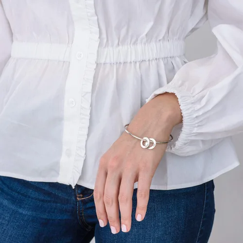 Miniatura 3 de MYKA - Pulsera personalizada con colgantes de disco circular, joyería con múltiples colgantes personalizables, regalo para mamá, madre, ella