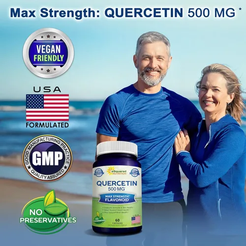 Miniatura 2 de aSquared Nutrition - Suplemento de Quercetina 500 mg – 60 Cápsulas – Píldoras de Polvo Complejo de Quercetina Dihidrato para Apoyar la Respuesta