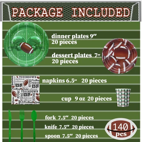 Miniatura 3 de Suministros para fiestas de fútbol, platos y servilletas para fiestas de fútbol