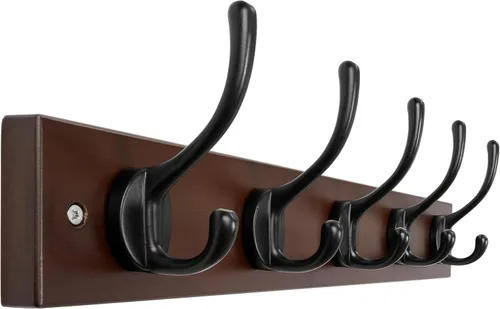 Miniatura 16 de Dseap Perchero de abrigos montado en la pared: 16" de agujero a agujero, colgador de abrigos con 5 ganchos de metal para colgar abrigos, toallas