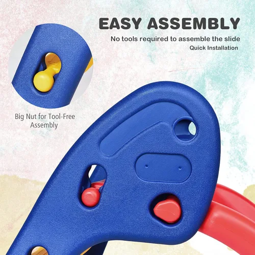 Miniatura 8 de BABY JOY Tobogán plegable, primer tobogán interior de plástico para escalar, juguete para niños (riel elíptico)