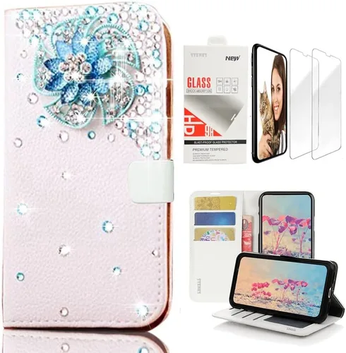 Miniatura 7 de Bling Wallet Case - SSBLDwSPSeries-16 - Funda de piel con correa para la muñeca y protector de pantalla (2 unidades)