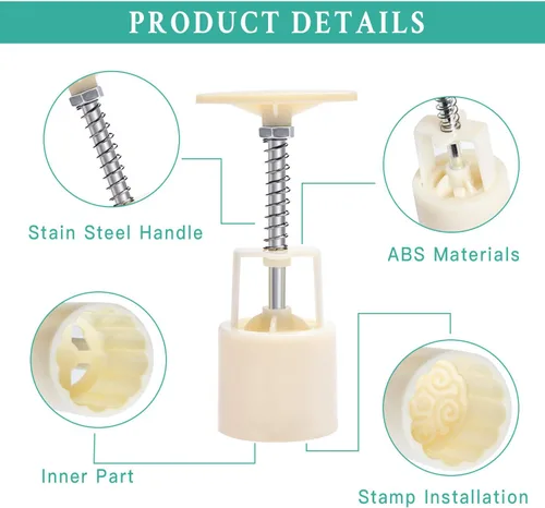 Miniatura 4 de Kit de moldes para bombas de baño, 2 piezas, prensa de bombas de baño con 12 sellos para hacer bricolaje bomba de baño, herramienta de pastel de luna