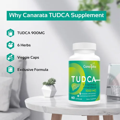 Miniatura 5 de TUDCA Suplementos de apoyo hepático de 1000 mg - 60 cápsulas veganas, sales biliares TUDCA con mezcla de hierbas de cardo mariano para limpiar