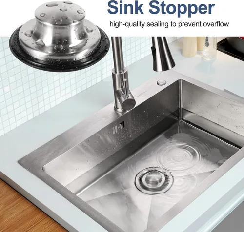 Miniatura 4 de RQYEKDO Tapón para fregadero de cocina, acero inoxidable de 3-1/2 pulgadas, cubierta universal para desagüe de brida de eliminación de basura, apto