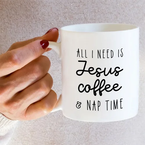 Miniatura 67 de Retreez Taza divertida – This Girl Runs on Coffee + Jesus - Tazas de café de cerámica de 11 onzas – Divertido, sarcasmo, sarcástico, motivacional