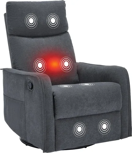 Miniatura 22 de PELUMY Silla Reclinable Mecedora Giratoria 360 para Adultos, Silla Mecedora de Guardería con Calor y Masaje, Silla Reclinable Deslizante para Beige