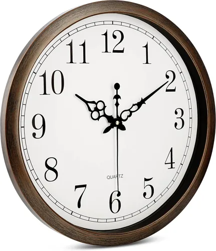 Miniatura 4 de Bernhard Products - Reloj de pared grande, silencioso, movimiento de cuarzo, funciona con pilas, redondo, fácil de leer, decorativo, clásico