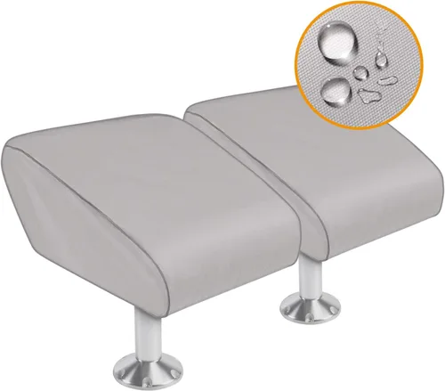 Miniatura 10 de iCOVER Boat Folding Seat Cover - 600 Denier Canvas Waterproof Heavy-Duty Weather Resistant Material Trailerable Fishing Chair Covers Gris