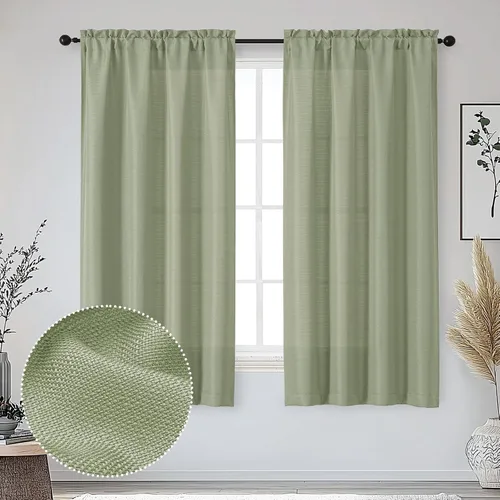 Miniatura 40 de OWENIE Bob Juego de 2 Paneles de Cortinas Negras de Cocina para Ventanas de 36 Pulgadas de Largo, Cortinas Cortas de Café con Textura de Lino