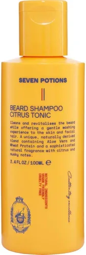 SEVEN POTIONS Champú para barba para hombres, lavado de limpieza suave para una barba fresca y sin picazón, fórmula natural y vegana (Citrus Tonic,