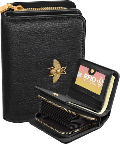 Miniatura 16 de Bistup Cartera para tarjetas de crédito para mujer, de cuero, para mujeres, adolescentes, niñas, tarjeteros, monedero de acordeón, pequeño, mediano
