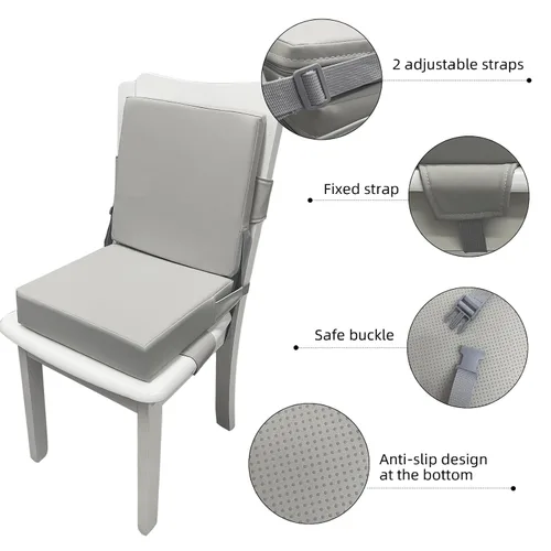Miniatura 4 de Eiury Asiento elevador para mesa de comedor, PU antiarañazos fácil limpieza niños asiento elevador para mesa, cojín de aumento de viaje portátil