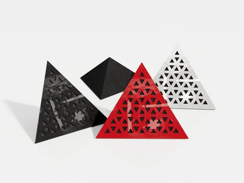 Miniatura 8 de (Paquete de 2) — Espuma acústica de absorción de sonido y difusión para esquinas de techo, trampa de bajos «Triángulo-TRI» con placa HDF laminada