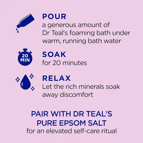 Miniatura 3 de Dr Teal's Baño espumoso con sal pura de Epsom, saúco negro con vitamina D, 34 onzas líquidas (paquete de 4)