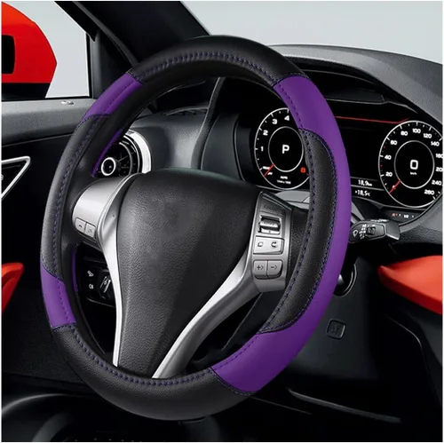 BELOMI Funda de cuero para volante de automóvil, universal de 15 pulgadas para automóvil, camión, SUV, antideslizante y transpirable, diseño de