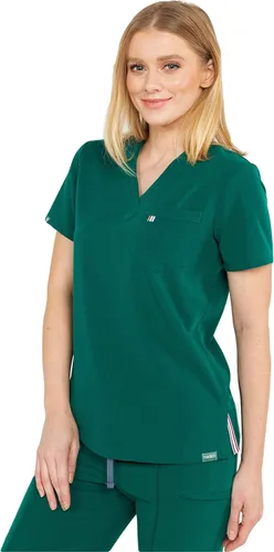 Miniatura 2 de Mediclo Sal Essential - Camiseta médica para mujer, respetuosa con el medio ambiente, sostenible, con cuello en V, bolsillo en el pecho, ropa