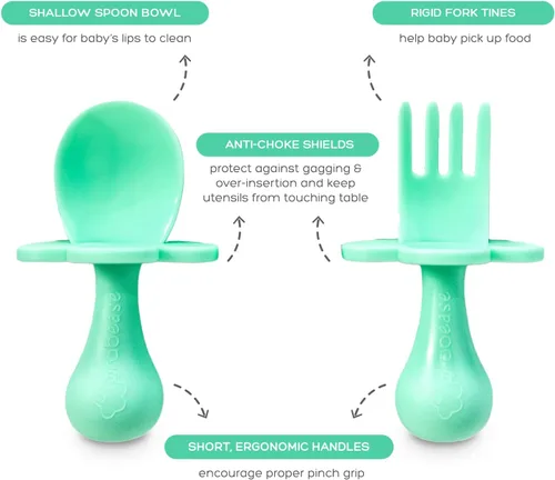 Miniatura 3 de Grabease Juego de platos y cuencos de silicona para bebés, base de succión fuerte y cuencos con succión, fomenta la autoalimentación con utensilios