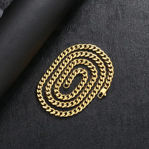 Miniatura 2 de KRKC&CO Cadenas de eslabones cubanos para hombre de 23560.354in, oro de 18 quilates, cadena de eslabones cubanos de Miami, joyería de hip hop