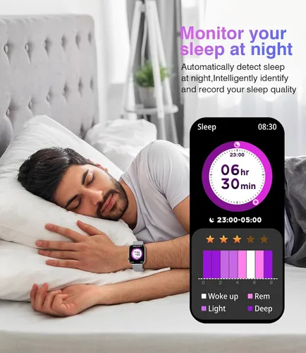 Miniatura 5 de EarlySincere Reloj inteligente 2024 para hombres y mujeres con llamada Bluetooth, pantalla táctil HD de 1.9 pulgadas, reloj inteligente con IP67 Gris