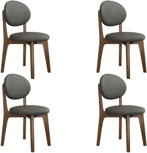 Miniatura 23 de YVYKFZD Juego de sillas de comedor, sillas de cocina de madera maciza, silla de comedor de granja con respaldo curvo, silla tapizada de cuero