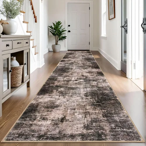 Miniatura 53 de IOHOUZE Alfombra pequeña abstracta de 2 x 3 pies, alfombra de entrada lavable para entrada interior, alfombras con respaldo de goma, alfombra gris