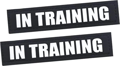Miniatura 25 de Paquete de 2 parches para perros de servicio, parche de chaleco negro para perro en entrenamiento, parches de arnés para perros extraíbles