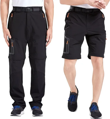 Miniatura 5 de CAMOFOXIN Pantalones de senderismo para hombre, convertibles, de secado rápido, pantalones y pantalones cortos de pesca (caqui, negro), Caqui