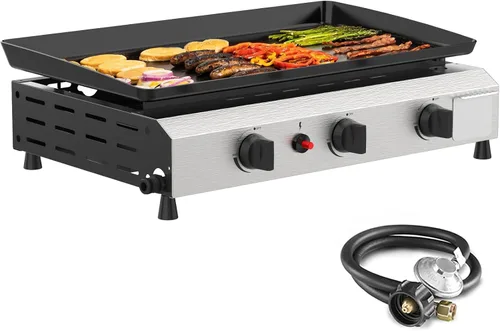 Miniatura 9 de SKOK Plancha de gas plegable de 28 pulgadas para exteriores, parrilla de gas portátil con parte superior plana -30000 BTU a propano, estación