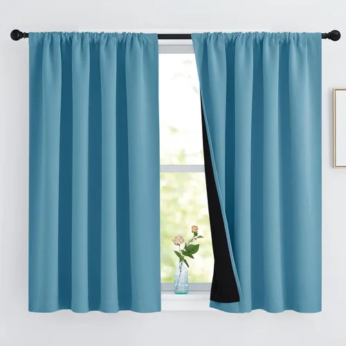 Miniatura 110 de NICETOWN Cortinas blancas 100% opacas, 2 capas gruesas completamente opacas con bolsillo para barra, cortinas aislantes térmicas para Blanco puro