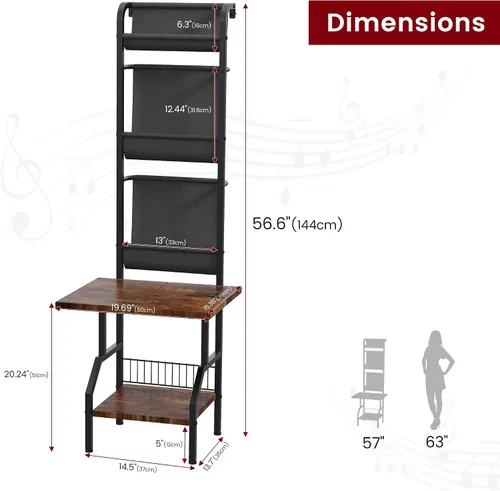 Miniatura 3 de Lutown-Teen Soporte para tocadiscos con almacenamiento de vinilo, mesa para tocadiscos con capacidad para hasta 200 álbumes, soporte giratorio de 5
