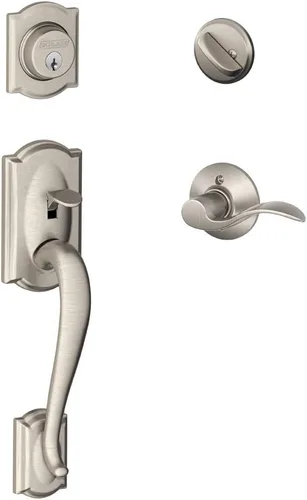 Miniatura 11 de Schlage F60 V CAM 716 ACC - Juego de manijas para puerta de entrada con manija Accent, diseño Camelot, cerradura de entrada con llave de lado único