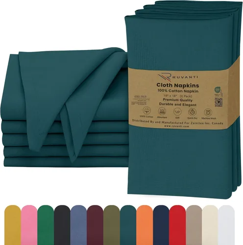 Miniatura 47 de Ruvanti - Servilletas de tela, paquete de 6, 45x45 centímetros, 100% algodón, lavables, suaves y absorbentes, perfectas para bodas, cenas de Belleza