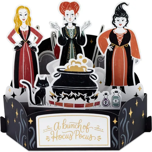 Miniatura 2 de Hallmark Paper Wonder Disney Hocus Pocus, tarjeta de cumpleaños desplegable de Halloween (Sanderson Sisters)