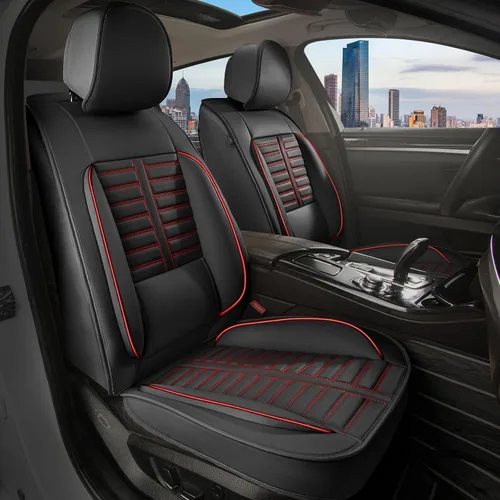 Miniatura 27 de Juego de fundas de asiento de automóvil para GMC Canyon 2015-2025, juego de fundas de asiento delantero de cuero con soporte lumbar, protector