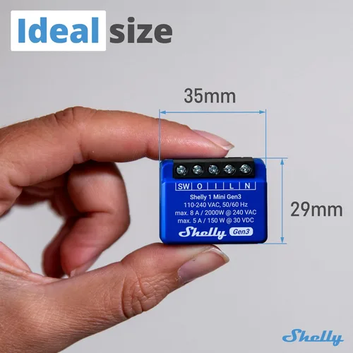 Miniatura 2 de Shelly 1 Mini Gen3 Relé de interruptor inteligente WiFi 1 canal 8A Automatización del hogar Puerta de enlace Bluetooth Compatible con Alexa