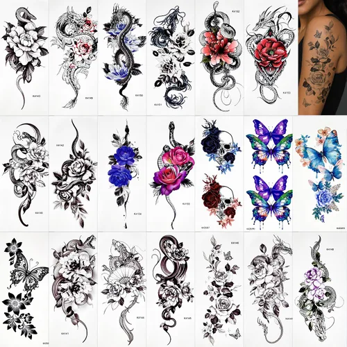 Miniatura 11 de Tatuajes temporales de neón UV, 12 hojas de tatuajes de fiesta que brillan en la oscuridad para adultos y niñas, patrones de doble vibración