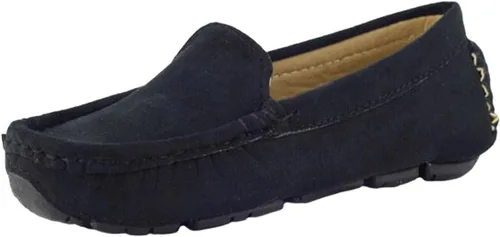 PPXID Mocasines de piel de ante sin cordones para niñas y niños, zapatos de vestir, zapatos planos Oxford