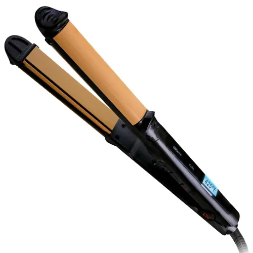 CHI Tourmaline Cerámico 3 en 1 Multi Styler, Plancha para Rizar y Ondular con Placas de 0.75", Tubo de 1", para Cabello Brillante y Sin Frizz, Negro